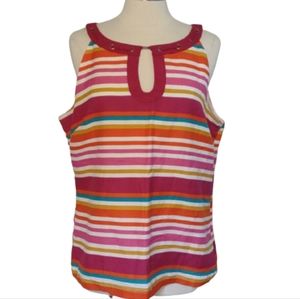 Top Striped Sleeveless Blouse Appraisal XL Cotton Blend